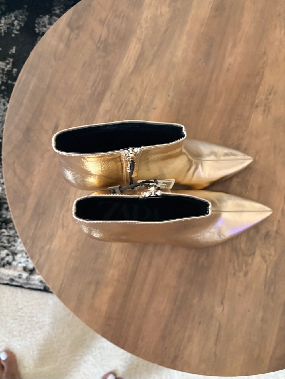 Zara Metallic Bronze Low-Kit Ankle Boots - Picture 7 of 8